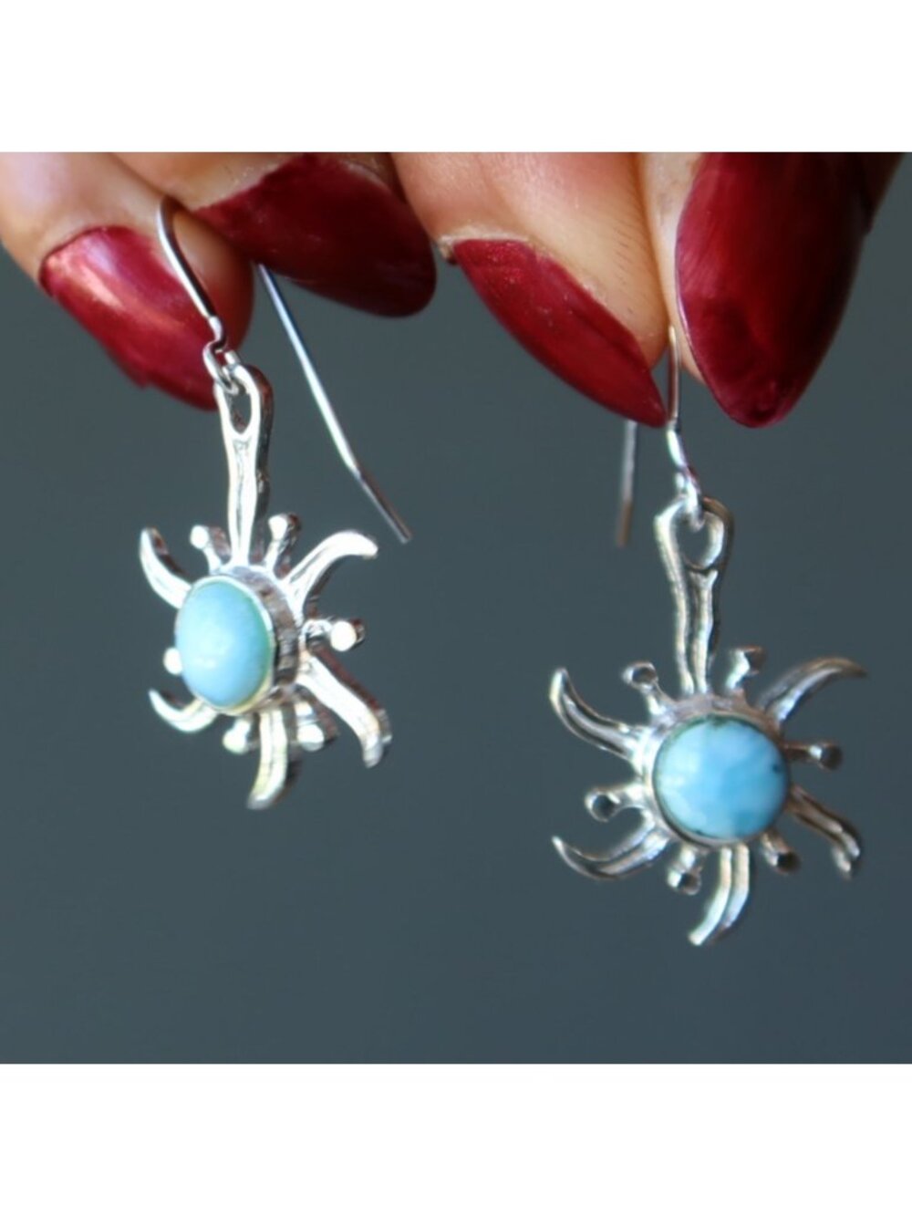 Larimar Earrings Fun in the Sun Gems Sterling Silver Caribbean Beach Sun Jewelry